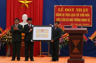 Xã Nghi Khánh đón nhận bằng công nhận di tích lịch sử văn hoá