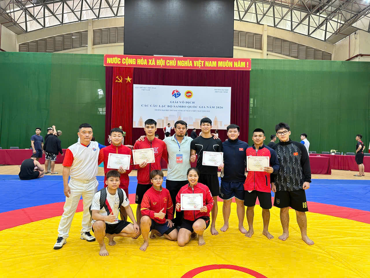 Vật - Jujitsu Nghệ An giành 9 huy chương tại Giải vô địch các CLB Sambo quốc gia 2026