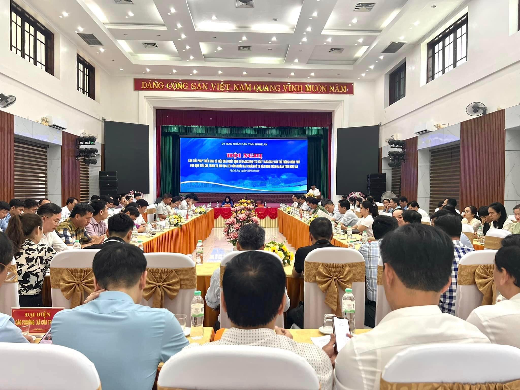 Nghệ An: Hội nghị bàn giải pháp triển khai Quyết định số 04/2022/QĐ-TTg  của Thủ tướng Chính phủ về Quy định tiêu chí, trình tự, thủ tục xét tặng cộng nhận đạt chuẩn đô thị văn minh