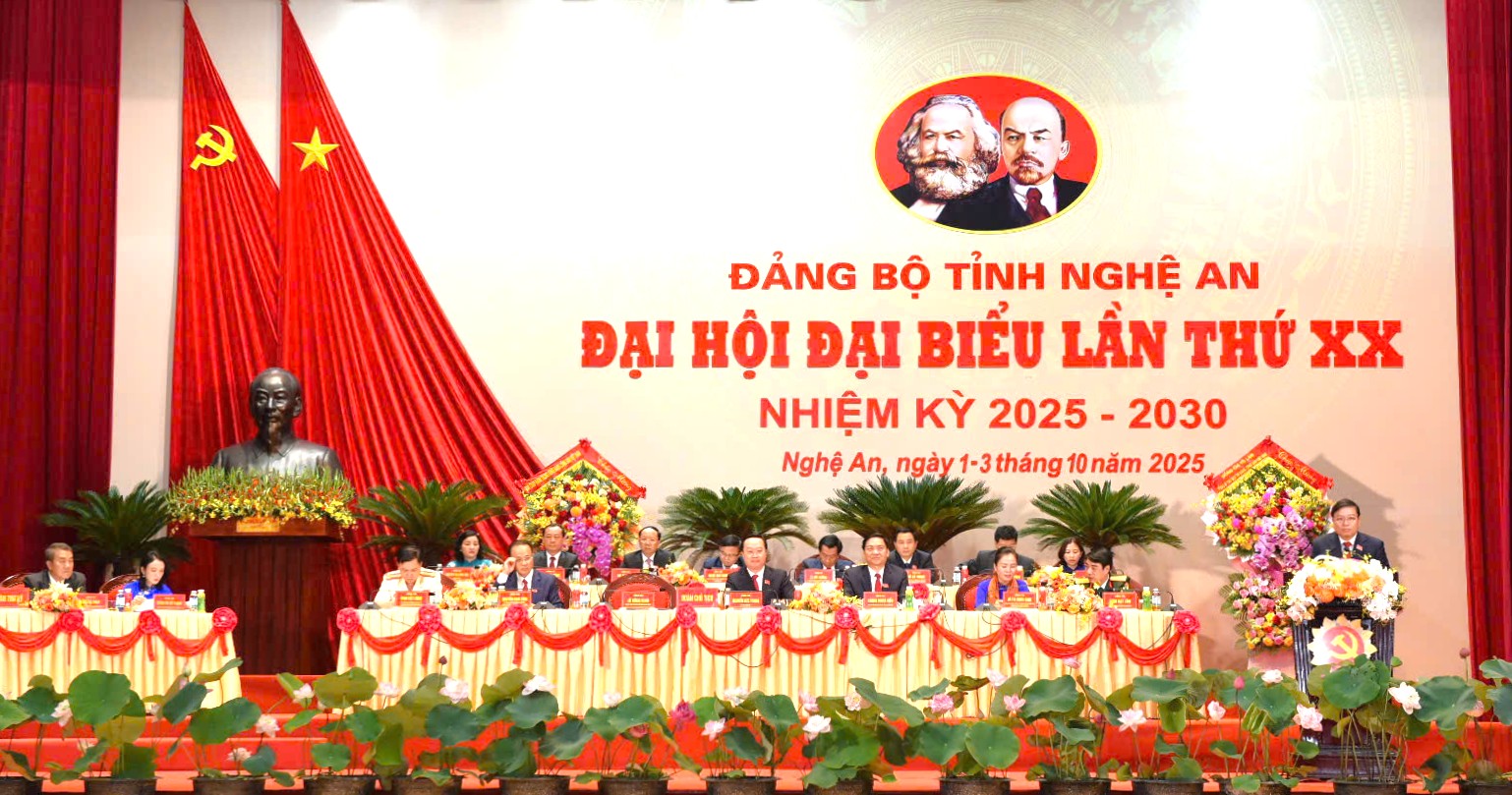 Khai mạc trọng thể Đại hội đại biểu Đảng bộ tỉnh Nghệ An lần thứ XX, nhiệm kỳ 2025 – 2030